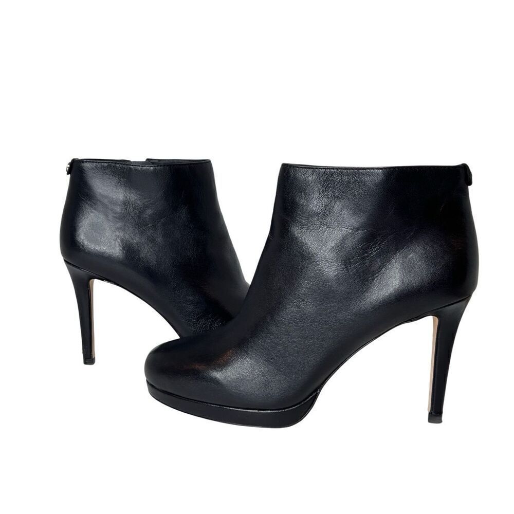 Michael Kors Sammy Black Leather Side Zip‎ Platform Ankle Boots 7.5 $198